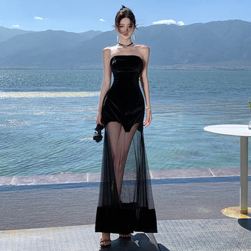 Black Strapless Evening Dress ¨C Elegant Formal & Beach Party Look